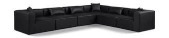 Meridian Furniture - Cube 144" Black Vegan Leather Upholstered 6pc. Sectional - 668Black-Sec6A - GreatFurnitureDeal