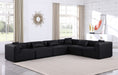 Meridian Furniture - Cube 144" Black Vegan Leather Upholstered 6pc. Sectional - 668Black-Sec6A - GreatFurnitureDeal