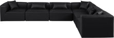 Meridian Furniture - Cube 144" Black Vegan Leather Upholstered 6pc. Sectional - 668Black-Sec6A - GreatFurnitureDeal