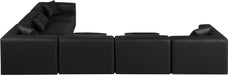 Meridian Furniture - Cube 144" Black Vegan Leather Upholstered 6pc. Sectional - 668Black-Sec6A - GreatFurnitureDeal