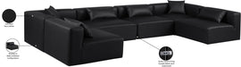 Meridian Furniture - Cube 144" Black Vegan Leather Upholstered 6pc. Sectional - 668Black-Sec6D - GreatFurnitureDeal