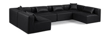 Meridian Furniture - Cube 144" Black Vegan Leather Upholstered 6pc. Sectional - 668Black-Sec6D - GreatFurnitureDeal