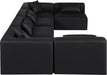 Meridian Furniture - Cube 144" Black Vegan Leather Upholstered 6pc. Sectional - 668Black-Sec6D - GreatFurnitureDeal