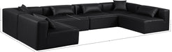 Meridian Furniture - Cube 144" Black Vegan Leather Upholstered 6pc. Sectional - 668Black-Sec6D - GreatFurnitureDeal
