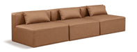 Meridian Furniture - Cube 108" Brown Vegan Leather Upholstered 3pc. Armless Sofa - 668Brown-S108A - GreatFurnitureDeal