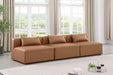 Meridian Furniture - Cube 108" Brown Vegan Leather Upholstered 3pc. Armless Sofa - 668Brown-S108A - GreatFurnitureDeal