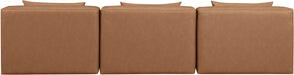 Meridian Furniture - Cube 108" Brown Vegan Leather Upholstered 3pc. Armless Sofa - 668Brown-S108A - GreatFurnitureDeal