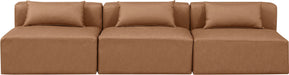 Meridian Furniture - Cube 108" Brown Vegan Leather Upholstered 3pc. Armless Sofa - 668Brown-S108A - GreatFurnitureDeal