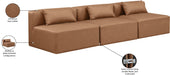 Meridian Furniture - Cube 108" Brown Vegan Leather Upholstered 3pc. Armless Sofa - 668Brown-S108A - GreatFurnitureDeal
