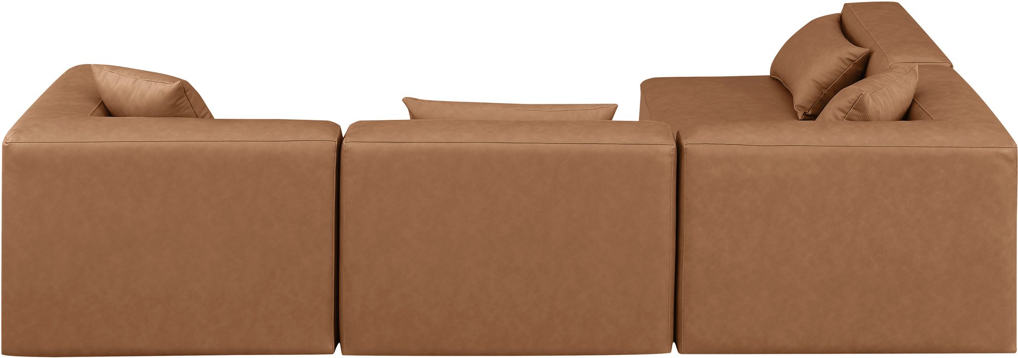 Meridian Furniture - Cube 108" Brown Vegan Leather Upholstered 4pc. Sectional - 668Brown-Sec4B - GreatFurnitureDeal