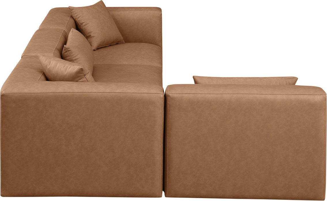 Meridian Furniture - Cube 108" Brown Vegan Leather Upholstered 4pc. Sectional - 668Brown-Sec4B - GreatFurnitureDeal
