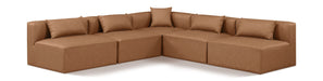 Meridian Furniture - Cube 108" Brown Vegan Leather Upholstered 5pc. Sectional - 668Brown-Sec5B - GreatFurnitureDeal