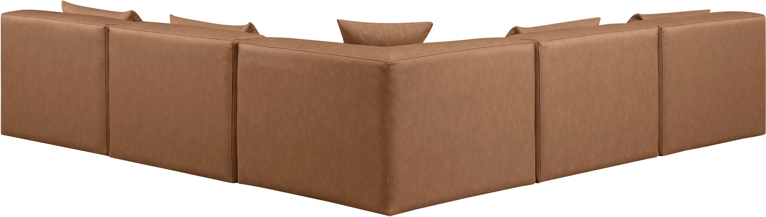 Meridian Furniture - Cube 108" Brown Vegan Leather Upholstered 5pc. Sectional - 668Brown-Sec5B - GreatFurnitureDeal