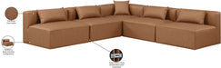 Meridian Furniture - Cube 108" Brown Vegan Leather Upholstered 5pc. Sectional - 668Brown-Sec5B - GreatFurnitureDeal