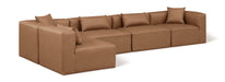 Meridian Furniture - Cube 144" Brown Vegan Leather Upholstered 5pc. Sectional - 668Brown-Sec5D - GreatFurnitureDeal
