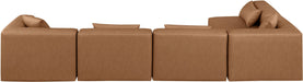 Meridian Furniture - Cube 144" Brown Vegan Leather Upholstered 5pc. Sectional - 668Brown-Sec5D - GreatFurnitureDeal