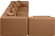Meridian Furniture - Cube 144" Brown Vegan Leather Upholstered 5pc. Sectional - 668Brown-Sec5D - GreatFurnitureDeal