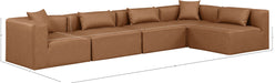 Meridian Furniture - Cube 144" Brown Vegan Leather Upholstered 5pc. Sectional - 668Brown-Sec5D - GreatFurnitureDeal