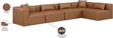 Meridian Furniture - Cube 144" Brown Vegan Leather Upholstered 5pc. Sectional - 668Brown-Sec5D - GreatFurnitureDeal