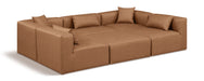 Meridian Furniture - Cube 108" Brown Vegan Leather Upholstered 6pc. Sectional - 668Brown-Sec6C - GreatFurnitureDeal