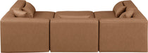 Meridian Furniture - Cube 108" Brown Vegan Leather Upholstered 6pc. Sectional - 668Brown-Sec6C - GreatFurnitureDeal
