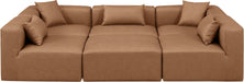 Meridian Furniture - Cube 108" Brown Vegan Leather Upholstered 6pc. Sectional - 668Brown-Sec6C - GreatFurnitureDeal