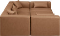 Meridian Furniture - Cube 108" Brown Vegan Leather Upholstered 6pc. Sectional - 668Brown-Sec6C - GreatFurnitureDeal