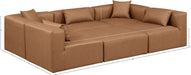 Meridian Furniture - Cube 108" Brown Vegan Leather Upholstered 6pc. Sectional - 668Brown-Sec6C - GreatFurnitureDeal