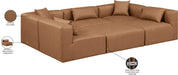 Meridian Furniture - Cube 108" Brown Vegan Leather Upholstered 6pc. Sectional - 668Brown-Sec6C - GreatFurnitureDeal