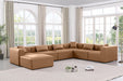Meridian Furniture - Cube 144" Brown Vegan Leather Upholstered 7pc. Sectional - 668Brown-Sec7A - GreatFurnitureDeal