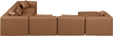 Meridian Furniture - Cube 144" Brown Vegan Leather Upholstered 7pc. Sectional - 668Brown-Sec7A - GreatFurnitureDeal