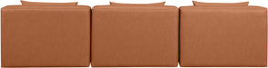 Meridian Furniture - Cube 108" Cognac Vegan Leather Upholstered 3pc. Armless Sofa - 668Cognac-S108A - GreatFurnitureDeal