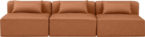 Meridian Furniture - Cube 108" Cognac Vegan Leather Upholstered 3pc. Armless Sofa - 668Cognac-S108A - GreatFurnitureDeal