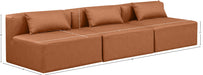 Meridian Furniture - Cube 108" Cognac Vegan Leather Upholstered 3pc. Armless Sofa - 668Cognac-S108A - GreatFurnitureDeal