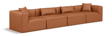 Meridian Furniture - Cube 144" Cognac Vegan Leather Upholstered 4pc. Sofa - 668Cognac-S144B - GreatFurnitureDeal