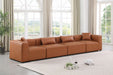 Meridian Furniture - Cube 144" Cognac Vegan Leather Upholstered 4pc. Sofa - 668Cognac-S144B - GreatFurnitureDeal
