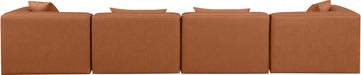 Meridian Furniture - Cube 144" Cognac Vegan Leather Upholstered 4pc. Sofa - 668Cognac-S144B - GreatFurnitureDeal