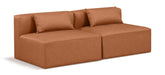 Meridian Furniture - Cube 72" Cognac Vegan Leather Upholstered 2pc. Armless Sofa - 668Cognac-S72A - GreatFurnitureDeal