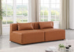 Meridian Furniture - Cube 72" Cognac Vegan Leather Upholstered 2pc. Armless Sofa - 668Cognac-S72A - GreatFurnitureDeal