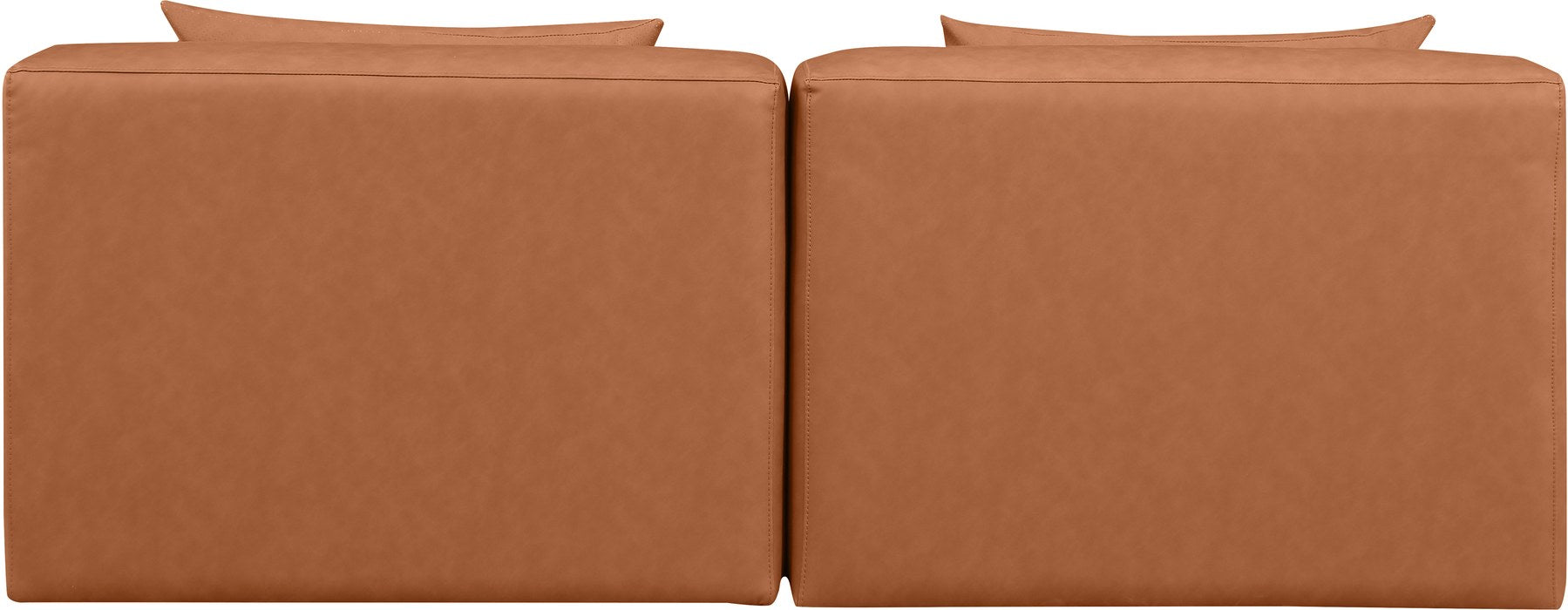 Meridian Furniture - Cube 72" Cognac Vegan Leather Upholstered 2pc. Armless Sofa - 668Cognac-S72A - GreatFurnitureDeal