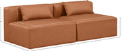 Meridian Furniture - Cube 72" Cognac Vegan Leather Upholstered 2pc. Armless Sofa - 668Cognac-S72A - GreatFurnitureDeal