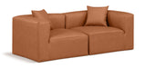 Meridian Furniture - Cube 72" Cognac Vegan Leather Upholstered 2pc. Sofa - 668Cognac-S72B - GreatFurnitureDeal
