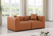 Meridian Furniture - Cube 72" Cognac Vegan Leather Upholstered 2pc. Sofa - 668Cognac-S72B - GreatFurnitureDeal