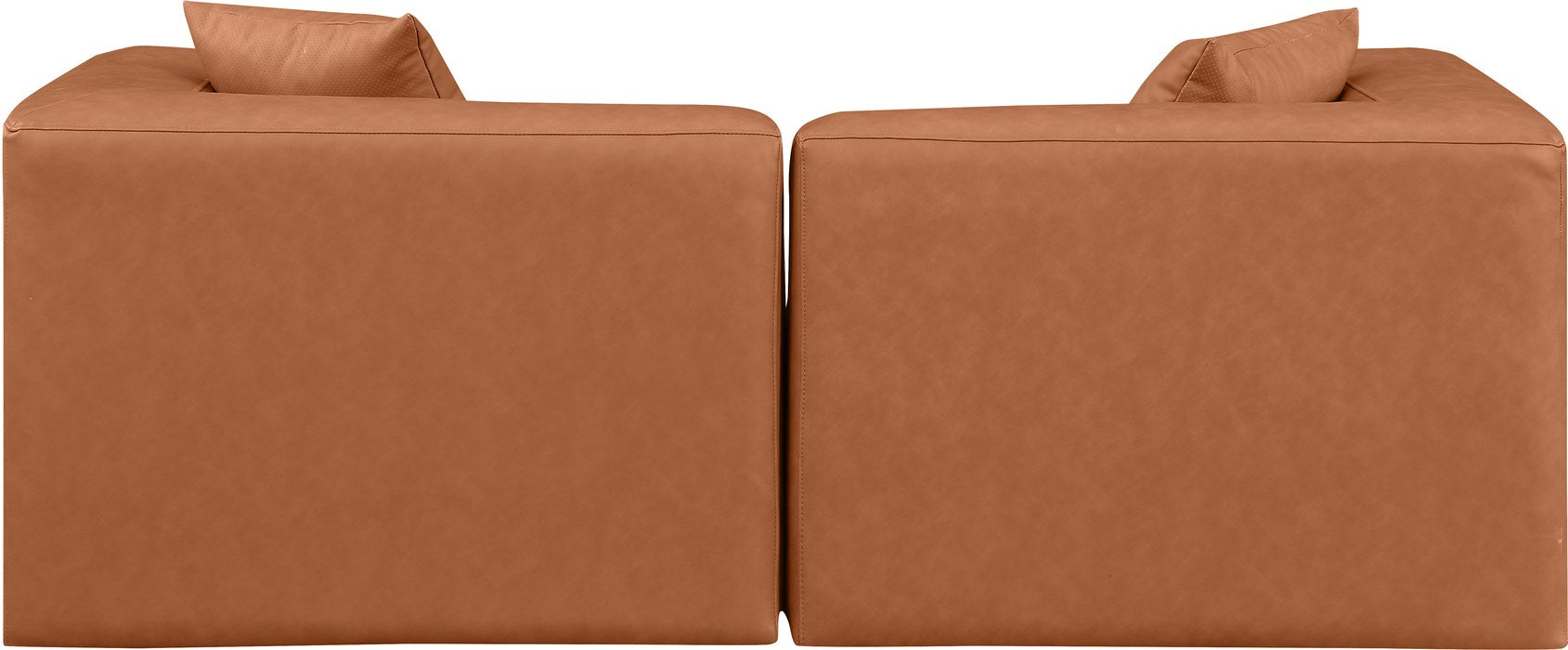 Meridian Furniture - Cube 72" Cognac Vegan Leather Upholstered 2pc. Sofa - 668Cognac-S72B - GreatFurnitureDeal