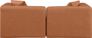 Meridian Furniture - Cube 72" Cognac Vegan Leather Upholstered 2pc. Sofa - 668Cognac-S72B - GreatFurnitureDeal