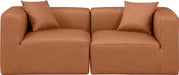Meridian Furniture - Cube 72" Cognac Vegan Leather Upholstered 2pc. Sofa - 668Cognac-S72B - GreatFurnitureDeal