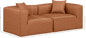 Meridian Furniture - Cube 72" Cognac Vegan Leather Upholstered 2pc. Sofa - 668Cognac-S72B - GreatFurnitureDeal