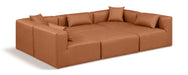Meridian Furniture - Cube 108" Cognac Vegan Leather Upholstered 6pc. Sectional - 668Cognac-Sec6C - GreatFurnitureDeal