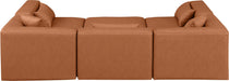 Meridian Furniture - Cube 108" Cognac Vegan Leather Upholstered 6pc. Sectional - 668Cognac-Sec6C - GreatFurnitureDeal