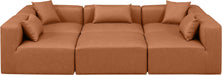 Meridian Furniture - Cube 108" Cognac Vegan Leather Upholstered 6pc. Sectional - 668Cognac-Sec6C - GreatFurnitureDeal